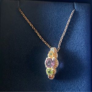 1.58ctw round mult-gemstone sterling silver pendant and necklace chain